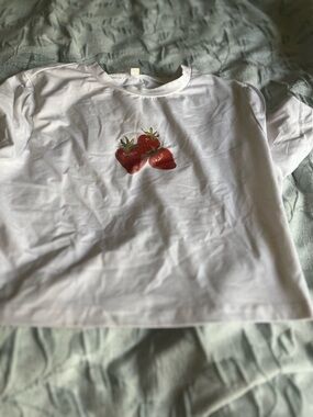 White Kids' Strawberry Graphic Tee
